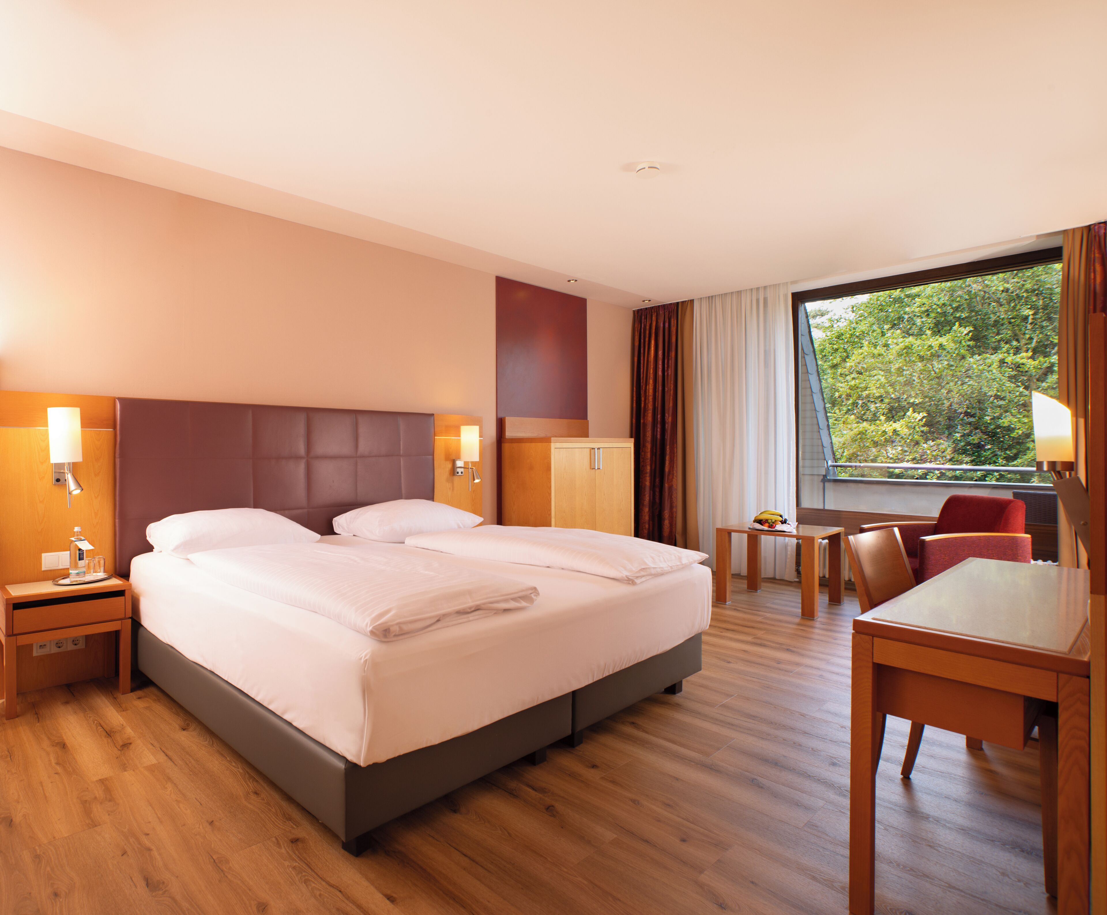 Hypo-allergenic bedding, in-room safe, desk, laptop workspace