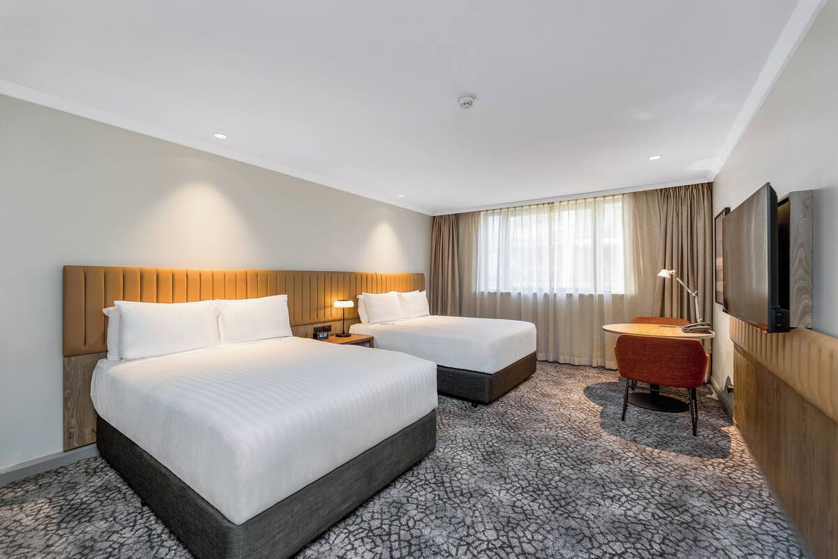 Standard Room, 2 Double Beds | Hypo-allergenic bedding available, in-room safe, laptop workspace