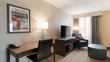 Suite, 1 kingsize-seng, ikke-røyk, kjøleskap og mikrobølgeovn | Safe på rommet, lydisolert og strykejern/-brett