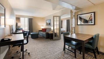 Suite, 1 King Bed, Non Smoking, Refrigerator & Microwave | In-room safe, soundproofing, iron/ironing board, rollaway beds