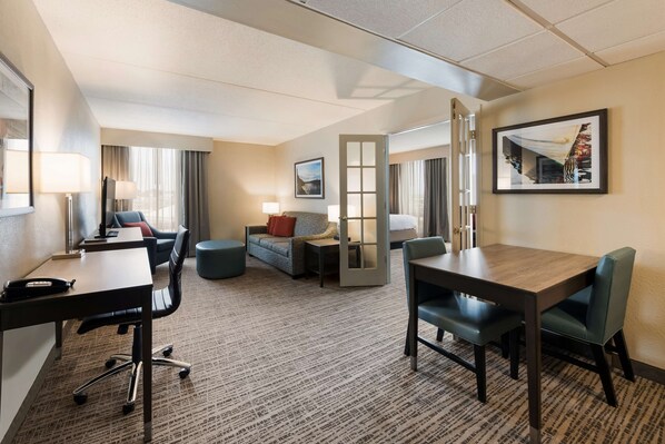 Suite, 1 King Bed, Non Smoking, Refrigerator & Microwave | In-room safe, soundproofing, iron/ironing board, rollaway beds