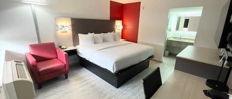 Desk, laptop workspace, blackout curtains, soundproofing