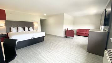 Desk, laptop workspace, blackout curtains, soundproofing