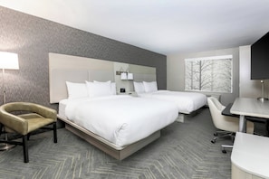 Premium bedding, down comforters, pillowtop beds, desk