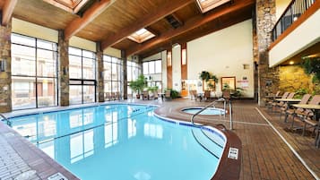 Indoor pool, outdoor pool, open 8 AM to midnight, sun loungers