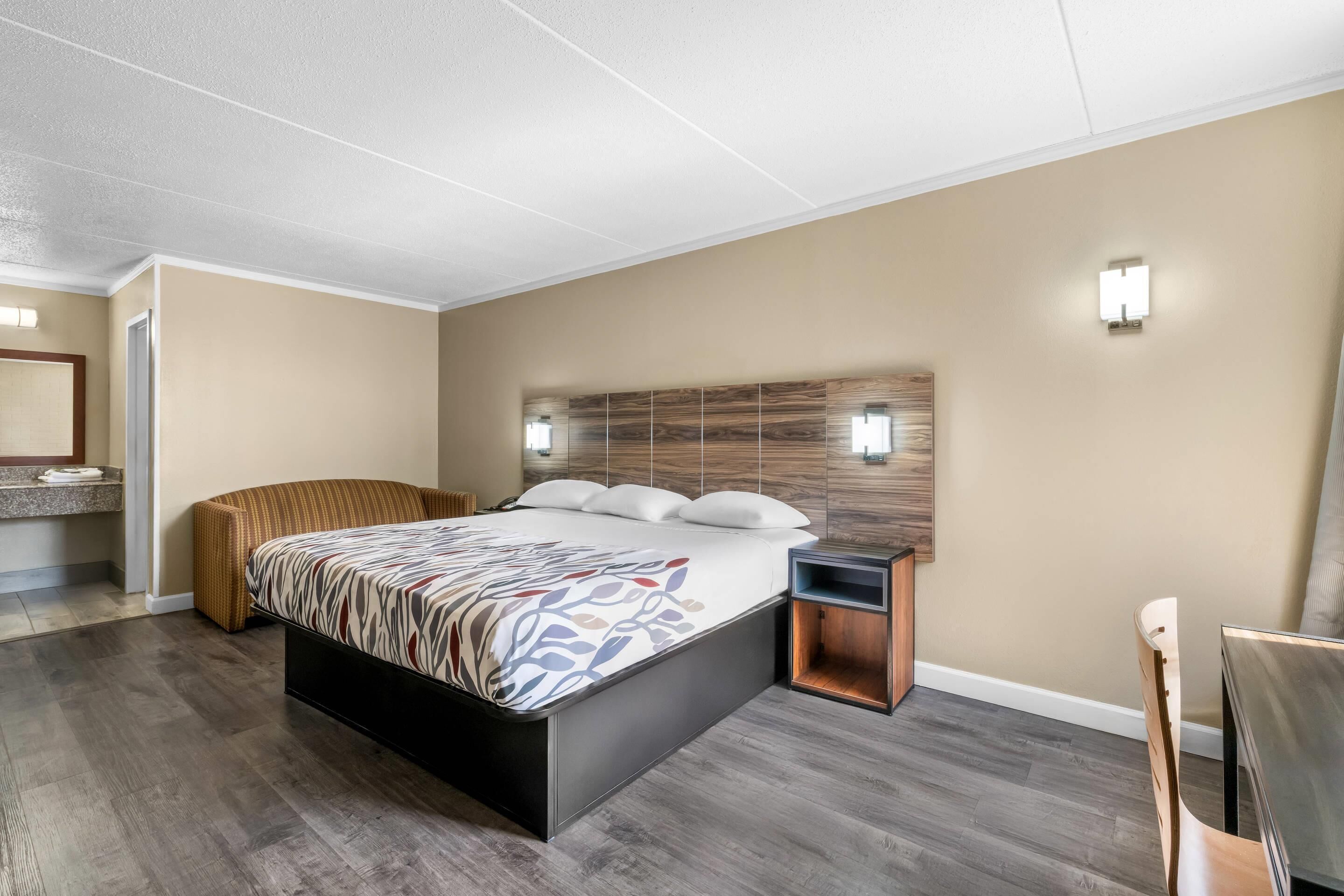 Down duvets, desk, blackout curtains, iron/ironing board