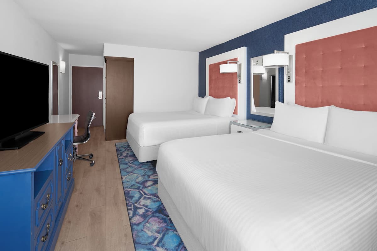 Standard Room, 2 Queen Beds | Desk, laptop workspace, blackout drapes, iron/ironing board