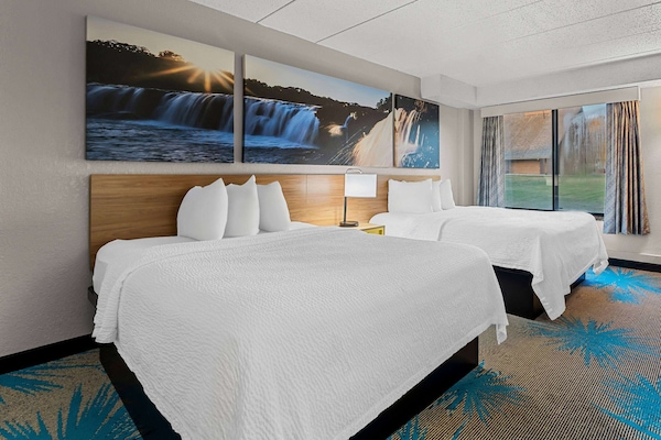 Standard Room, 2 Queen Beds, Non Smoking | Desk, blackout drapes, iron/ironing board, free cribs/infant beds