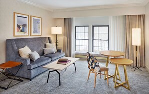 Junior Suite, 1 King Bed | Living area | LCD TV, iPod dock, pay films
