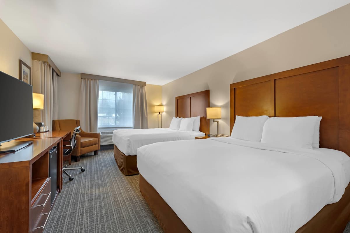 Standard Room, 2 Queen Beds, Non Smoking | 1 bedroom, premium bedding, desk, laptop workspace