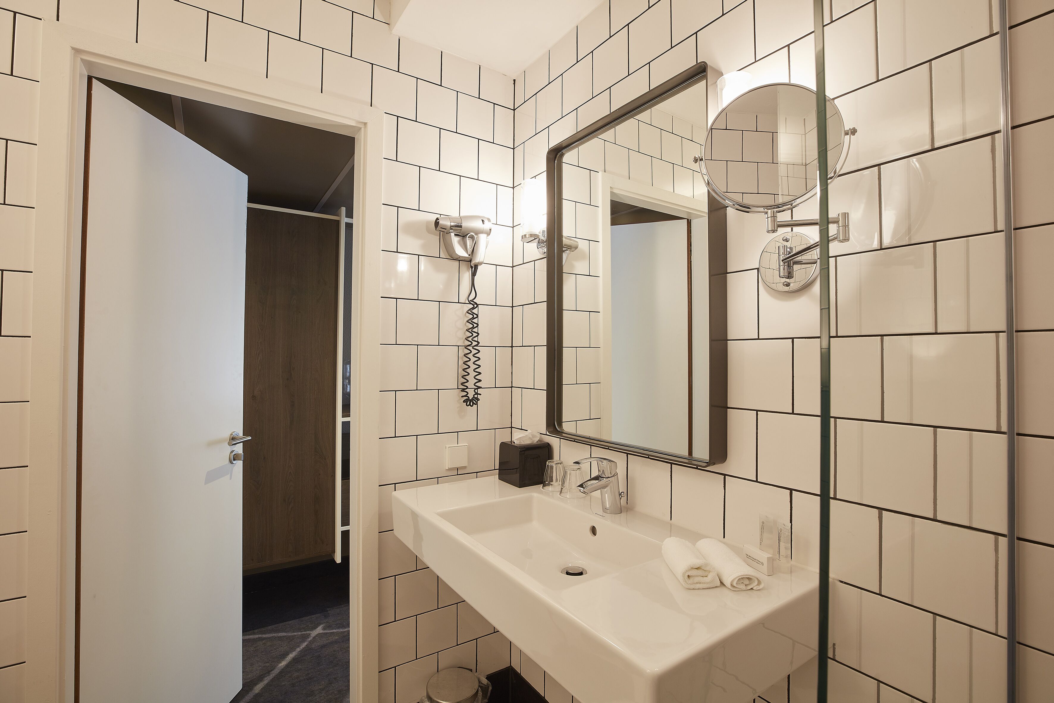 free toiletries, hair dryer, towels