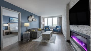 1 bedroom, premium bedding, laptop workspace, blackout drapes