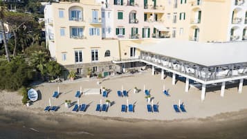 Private beach, sun-loungers, beach umbrellas, beach towels