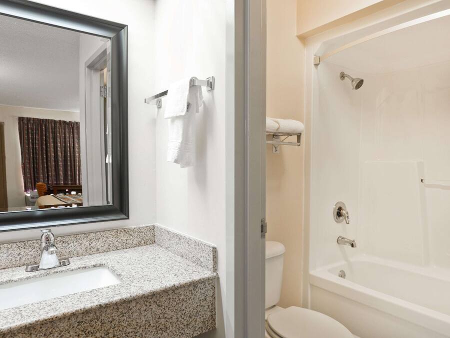 Eco-friendly toiletries, hair dryer, towels