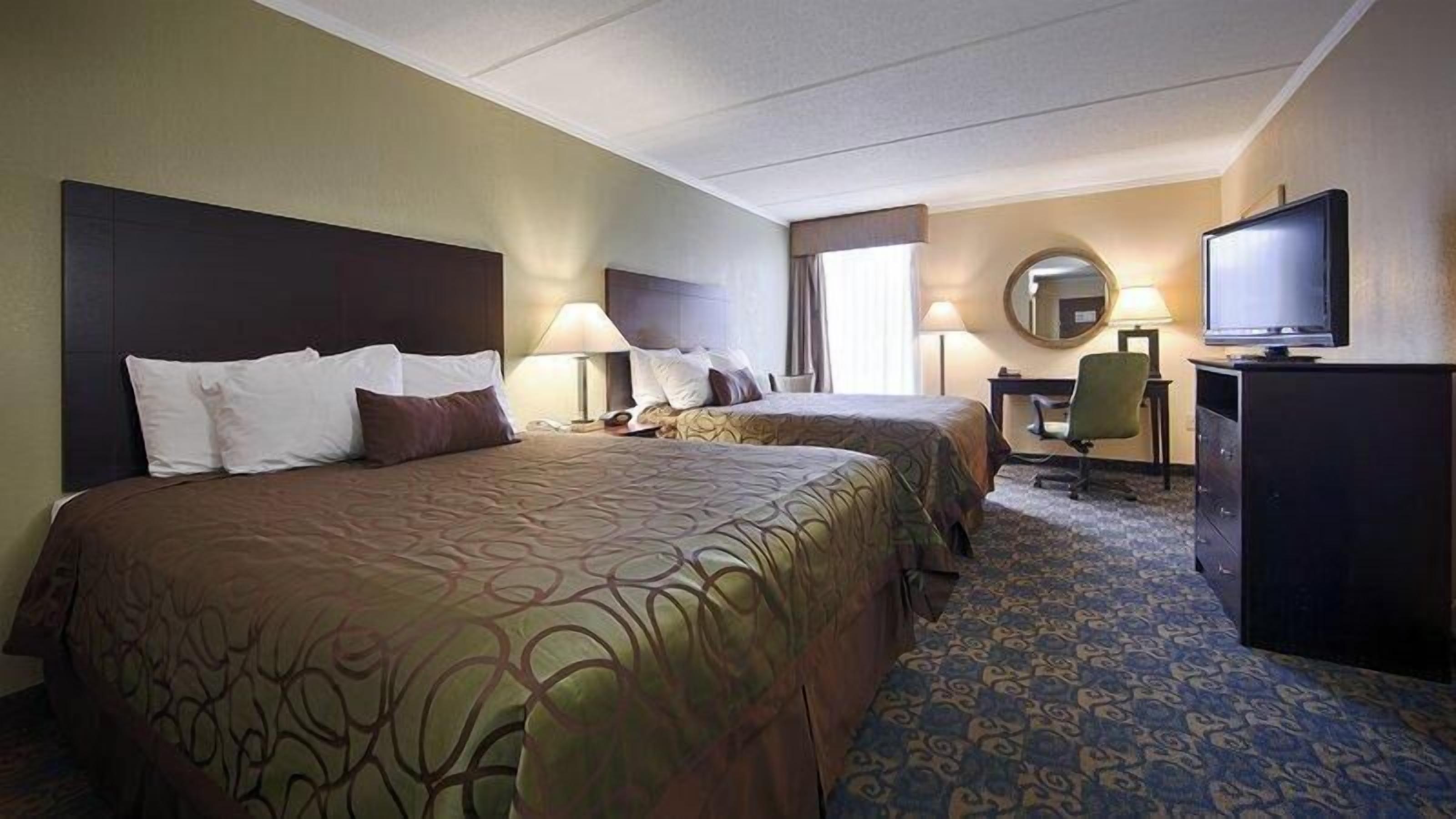 Premium bedding, down comforters, Select Comfort beds, desk