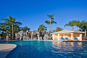 Outdoor pool, open 8:00 AM to 10:00 PM, pool umbrellas, sun loungers