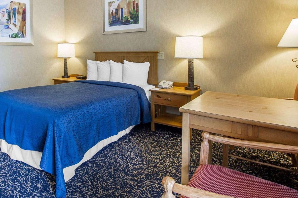 Premium bedding, desk, blackout curtains, iron/ironing board