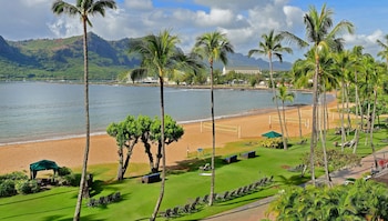 Hotel room view looking out at The Royal Sonesta Kauai Resort Lihue
