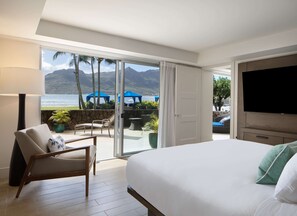 Suite, 1 habitación, lanai, frente al océano | Sábanas de algodón egipcio y ropa de cama de alta calidad 