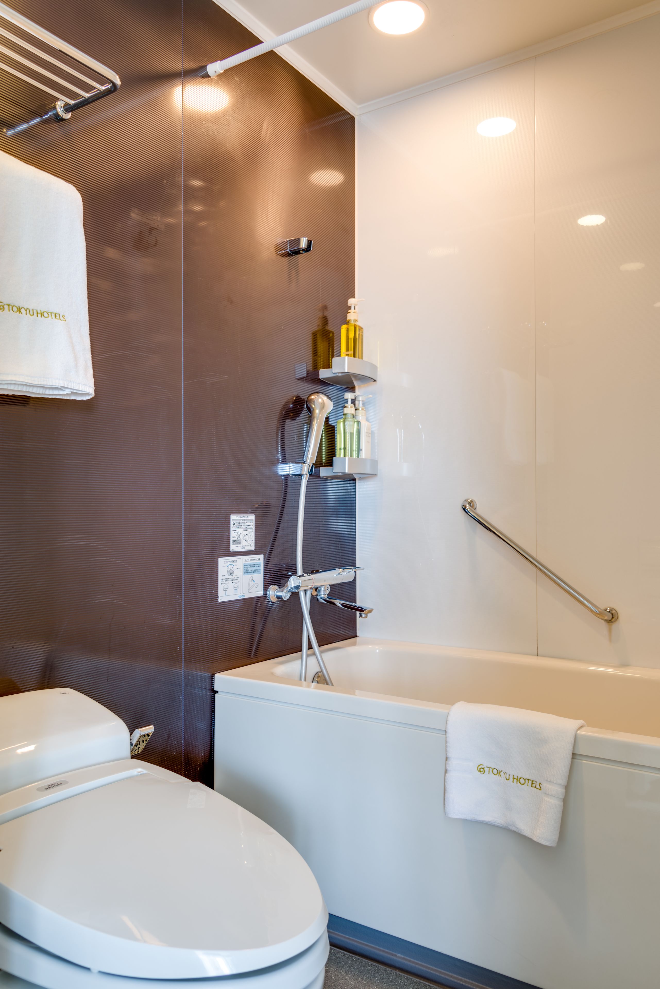 eco-friendly toiletries, hair dryer, slippers, bidet