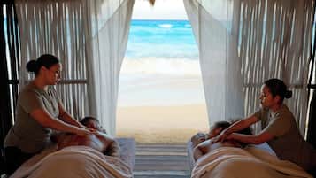 On the beach, beach massages