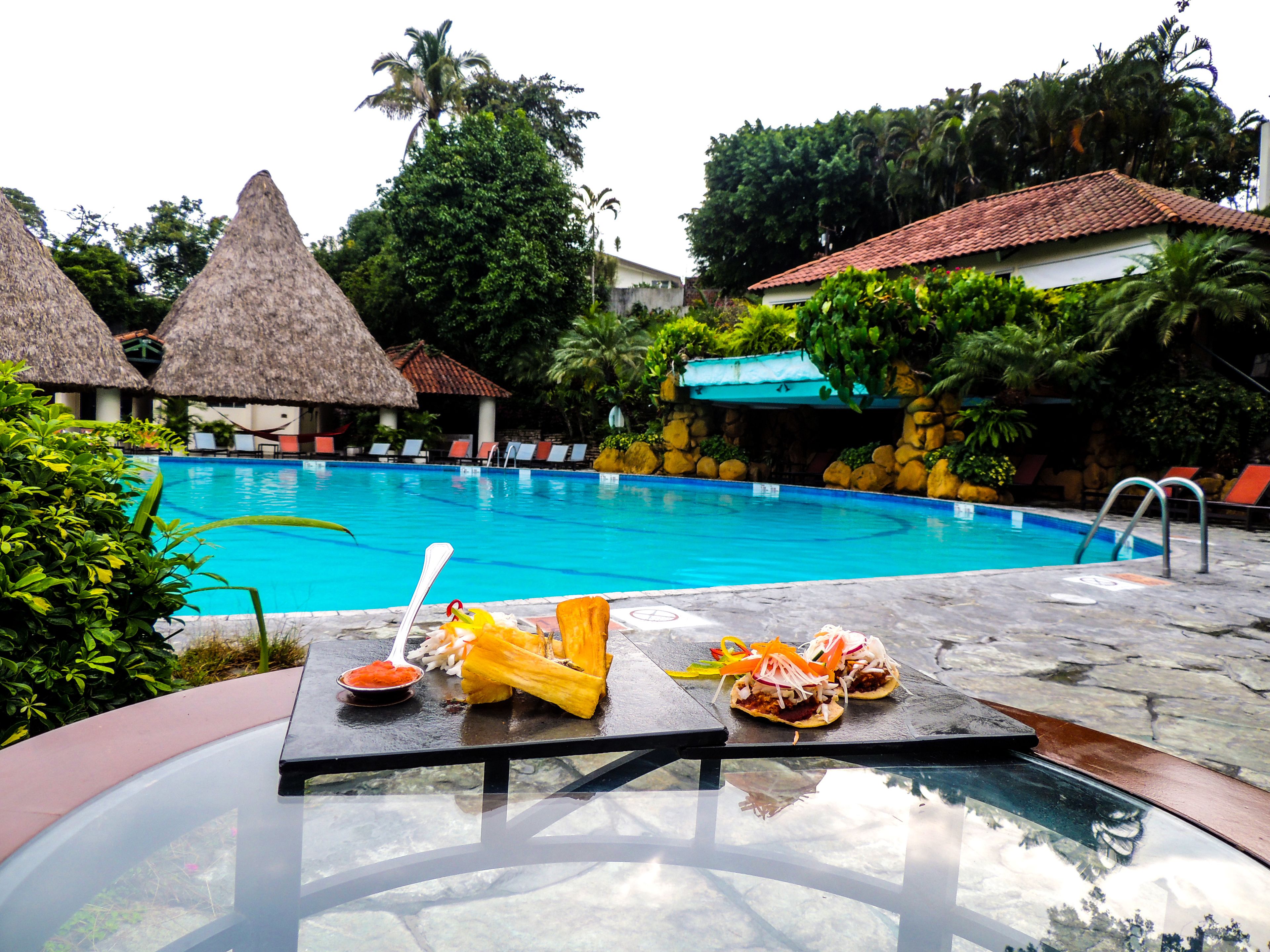 outdoor pool, pool umbrellas
