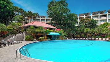 Outdoor pool, pool umbrellas