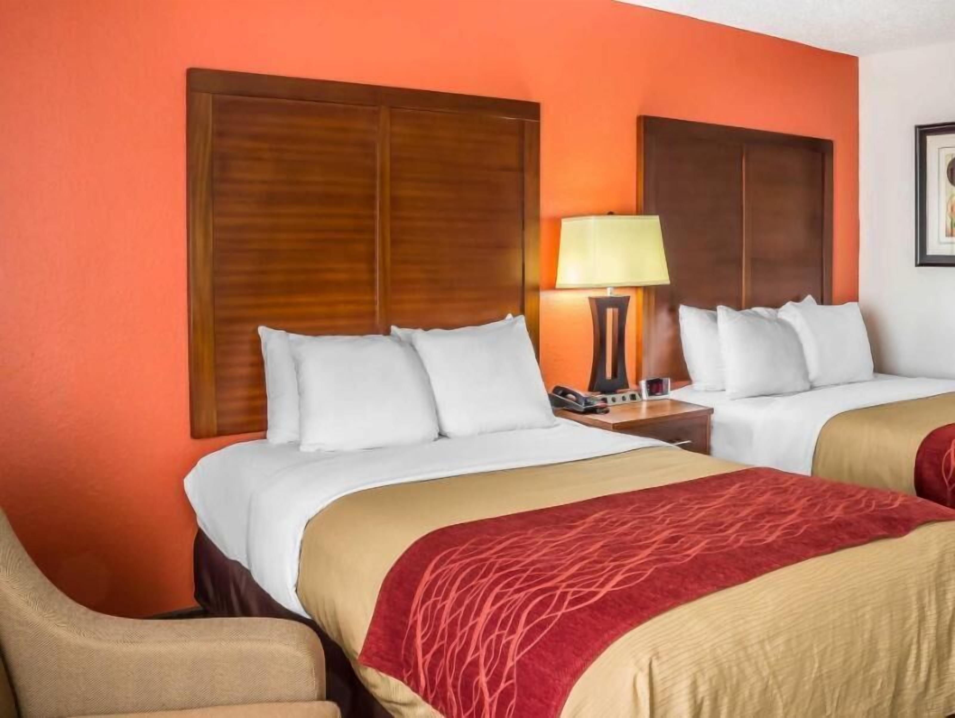 Premium bedding, down comforters, desk, laptop workspace