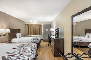 Deluxe Room, 2 Double Beds (Smoke Free) | Desk, laptop workspace, blackout drapes, iron/ironing board - Red Roof Inn Danville, PA (Danville)