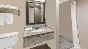 Eco-friendly toiletries, hair dryer, towels, soap