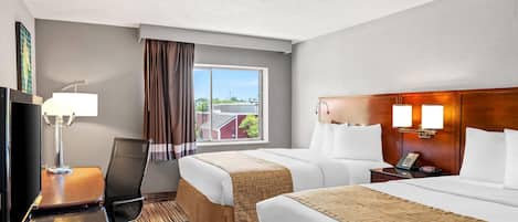 In-room safe, desk, laptop workspace, blackout curtains