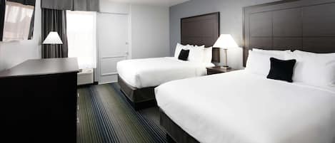 1 bedroom, down comforters, desk, blackout drapes
