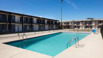 Outdoor pool, pool loungers
