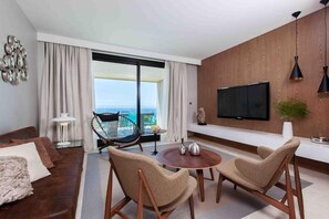 Penthouse, vue mer (Suite) | Coin séjour