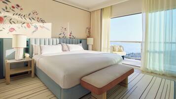 Lakens van Egyptisch katoen, luxe beddengoed, een minibar