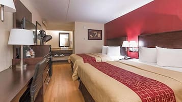 Desk, blackout curtains, free WiFi, bed sheets