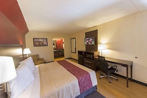 Desk, blackout curtains, free WiFi, bed sheets