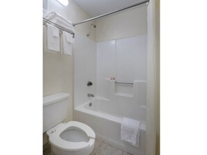 Eco-friendly toiletries, towels, toilet paper