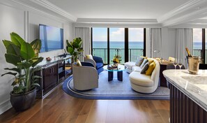 Suite, Oceanfront (Imperial) | Living room | 55-inch flat-screen TV with cable channels, TV, pay movies