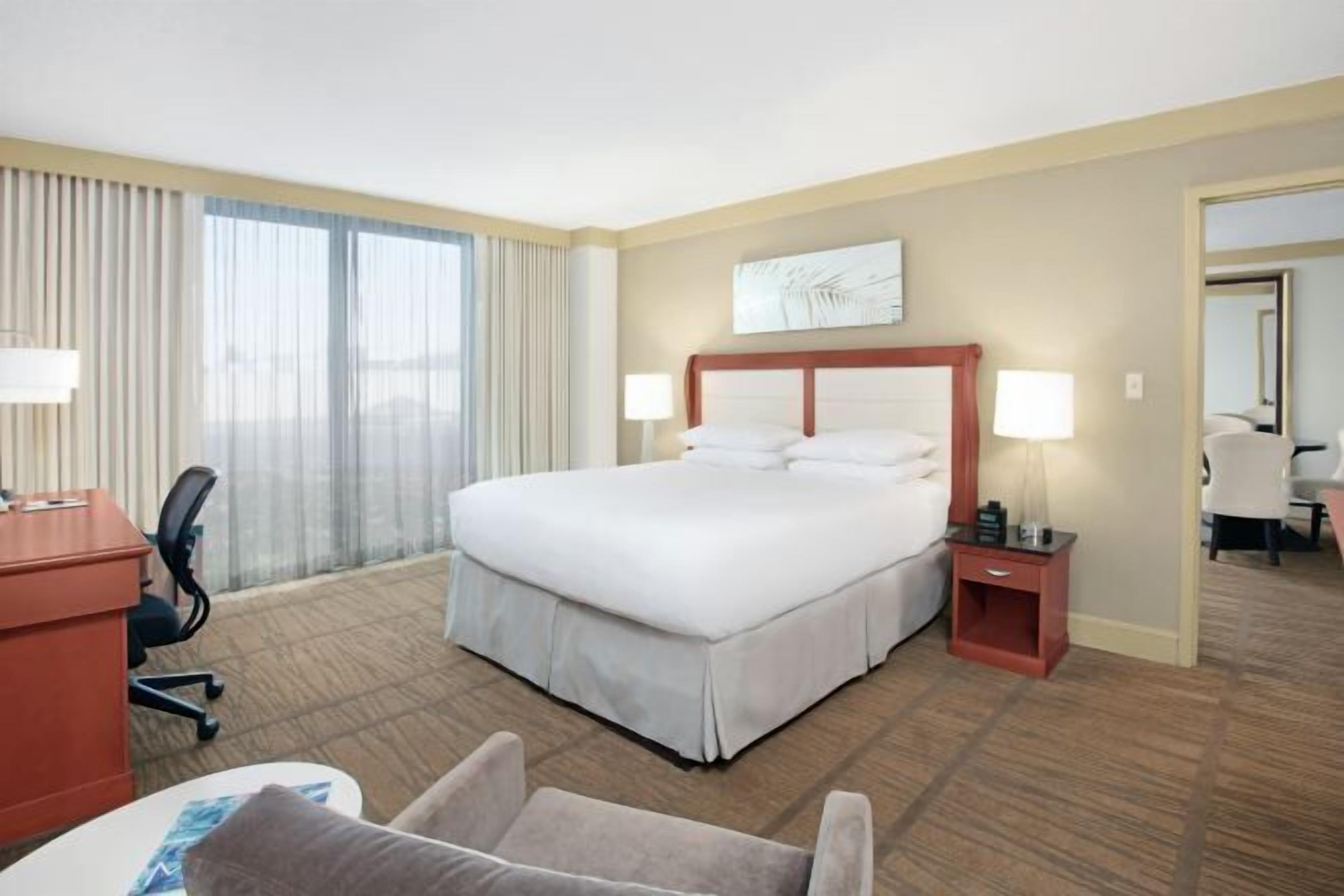 Premium bedding, down comforters, pillowtop beds, in-room safe