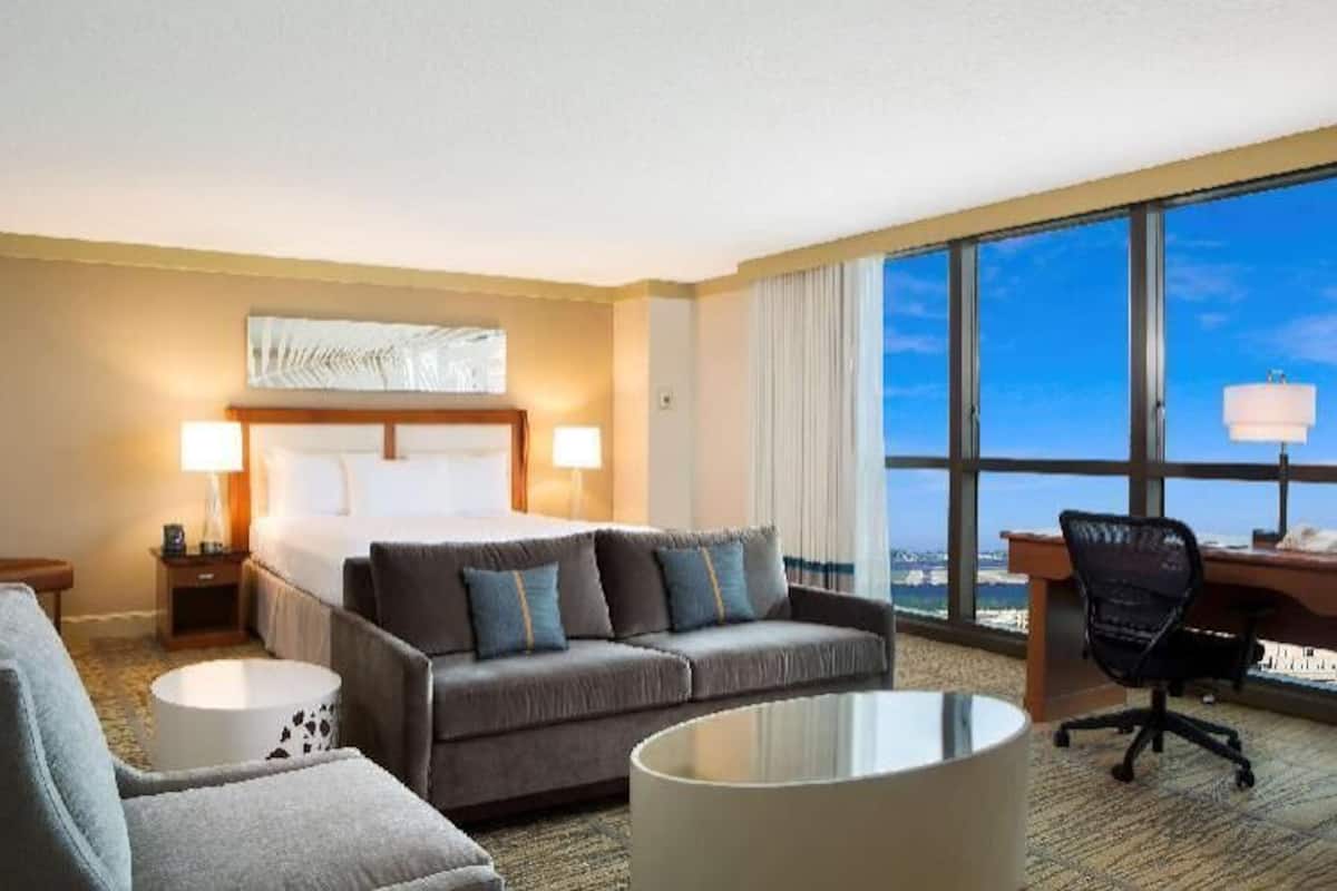 Premium bedding, down comforters, pillowtop beds, in-room safe