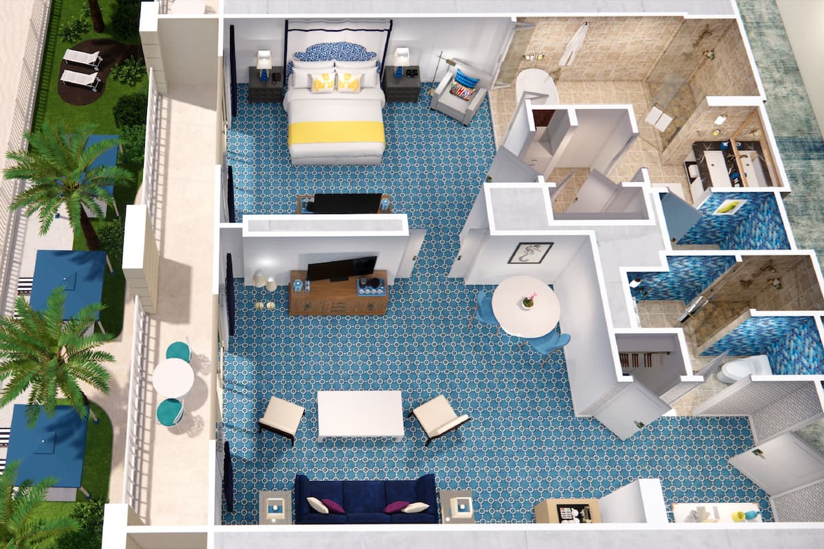 Suite, frente al mar | Ropa de cama de alta calidad, caja fuerte, escritorio y cortinas opacas