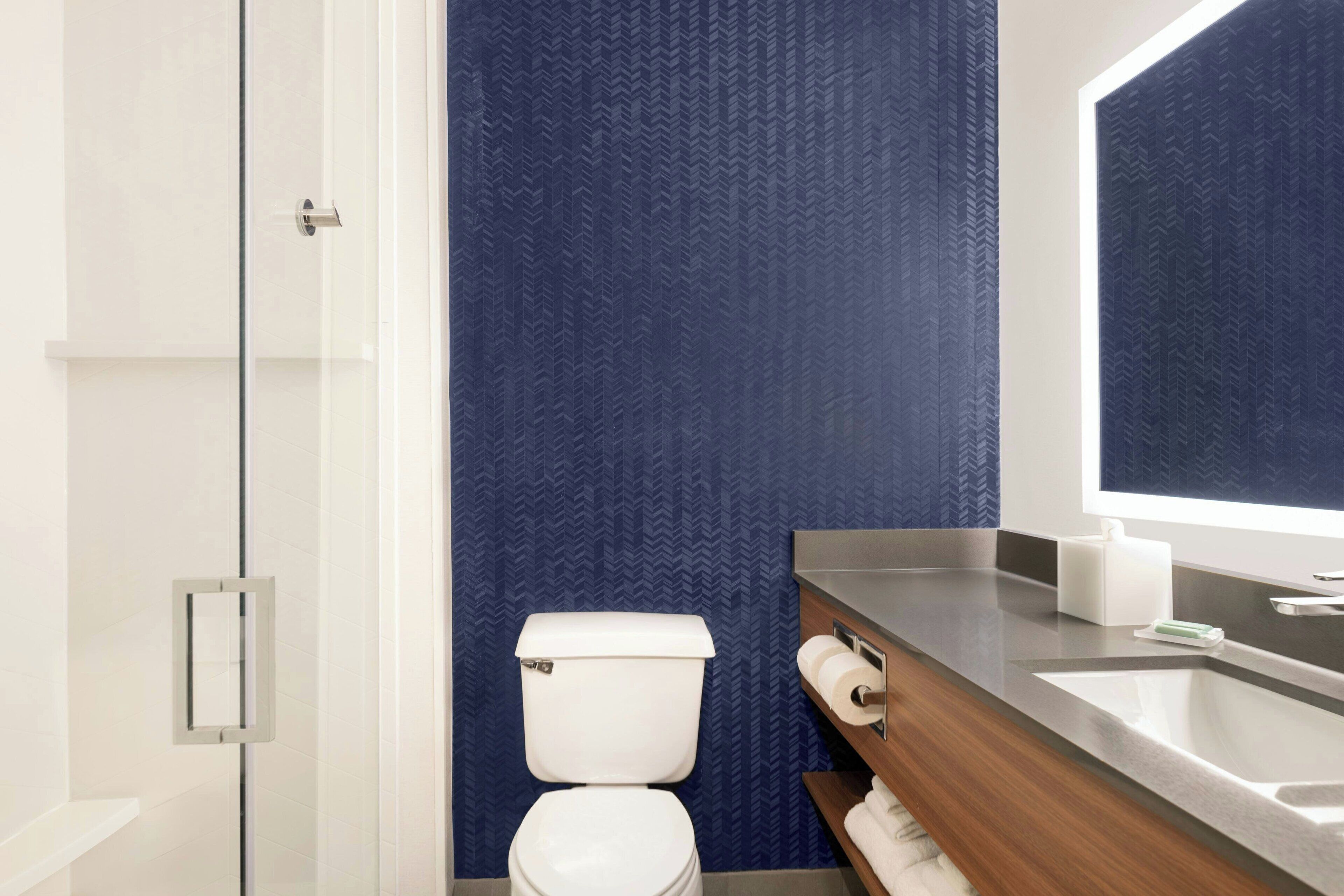 free toiletries, hair dryer, towels