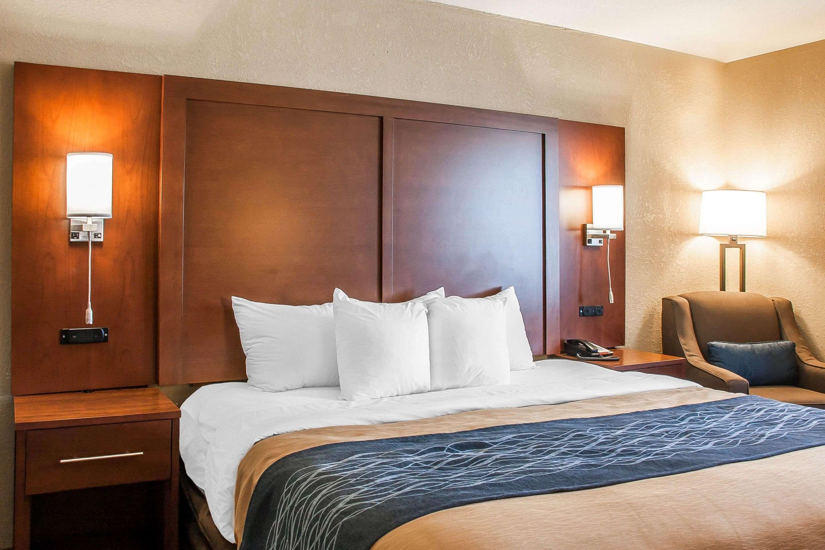 Premium bedding, down comforters, desk, iron/ironing board