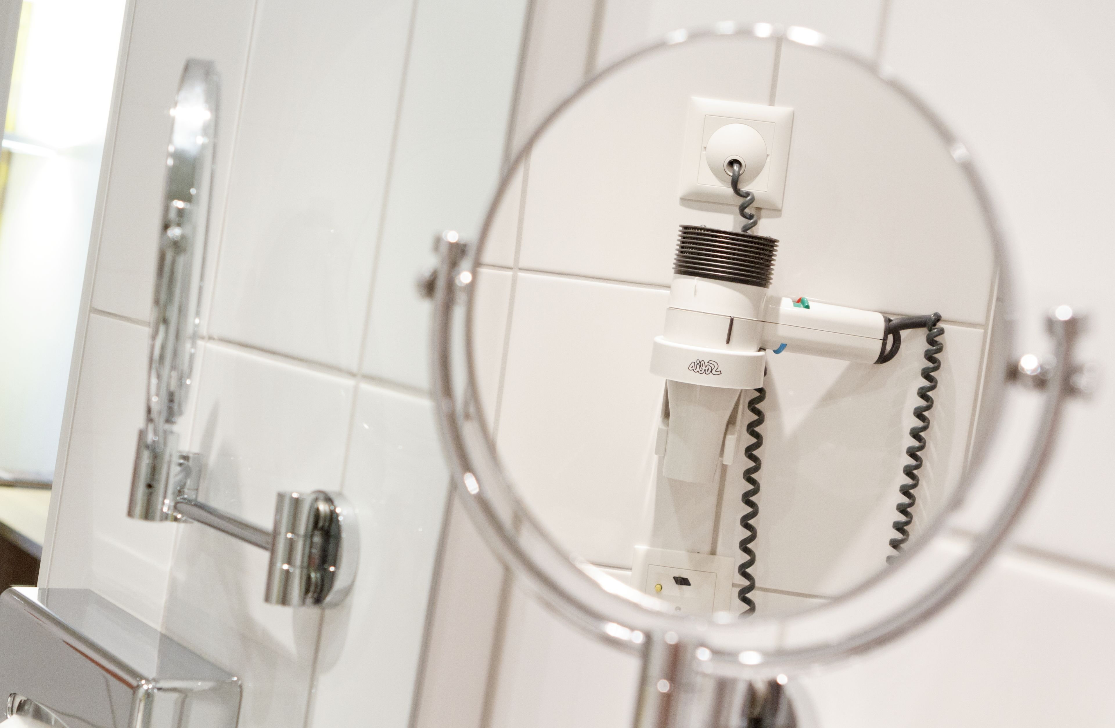 free toiletries, hair dryer, slippers, towels