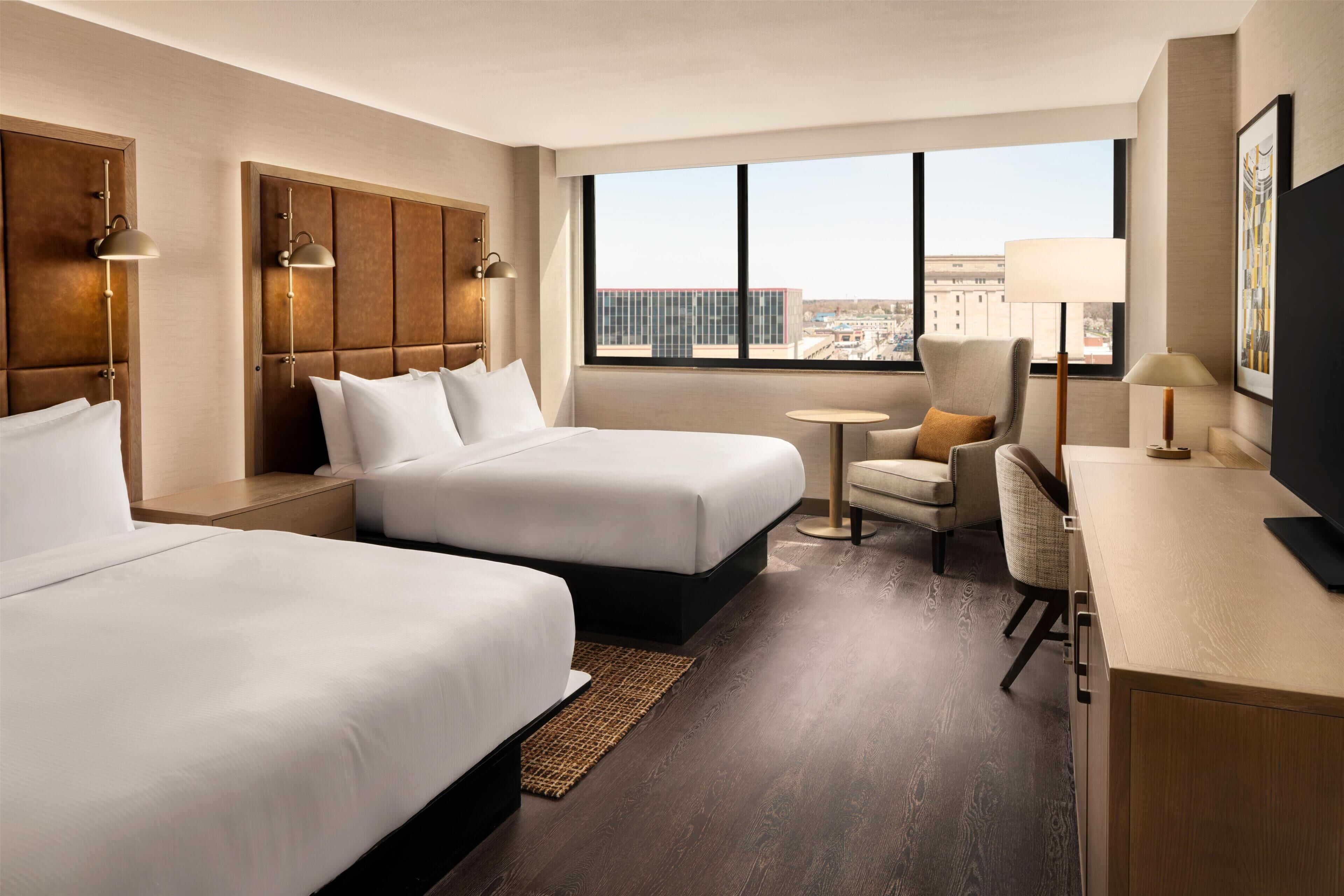 Room, 2 Queen Beds, Accessible (Roll-In Shower) | Premium bedding, pillowtop beds, in-room safe, desk