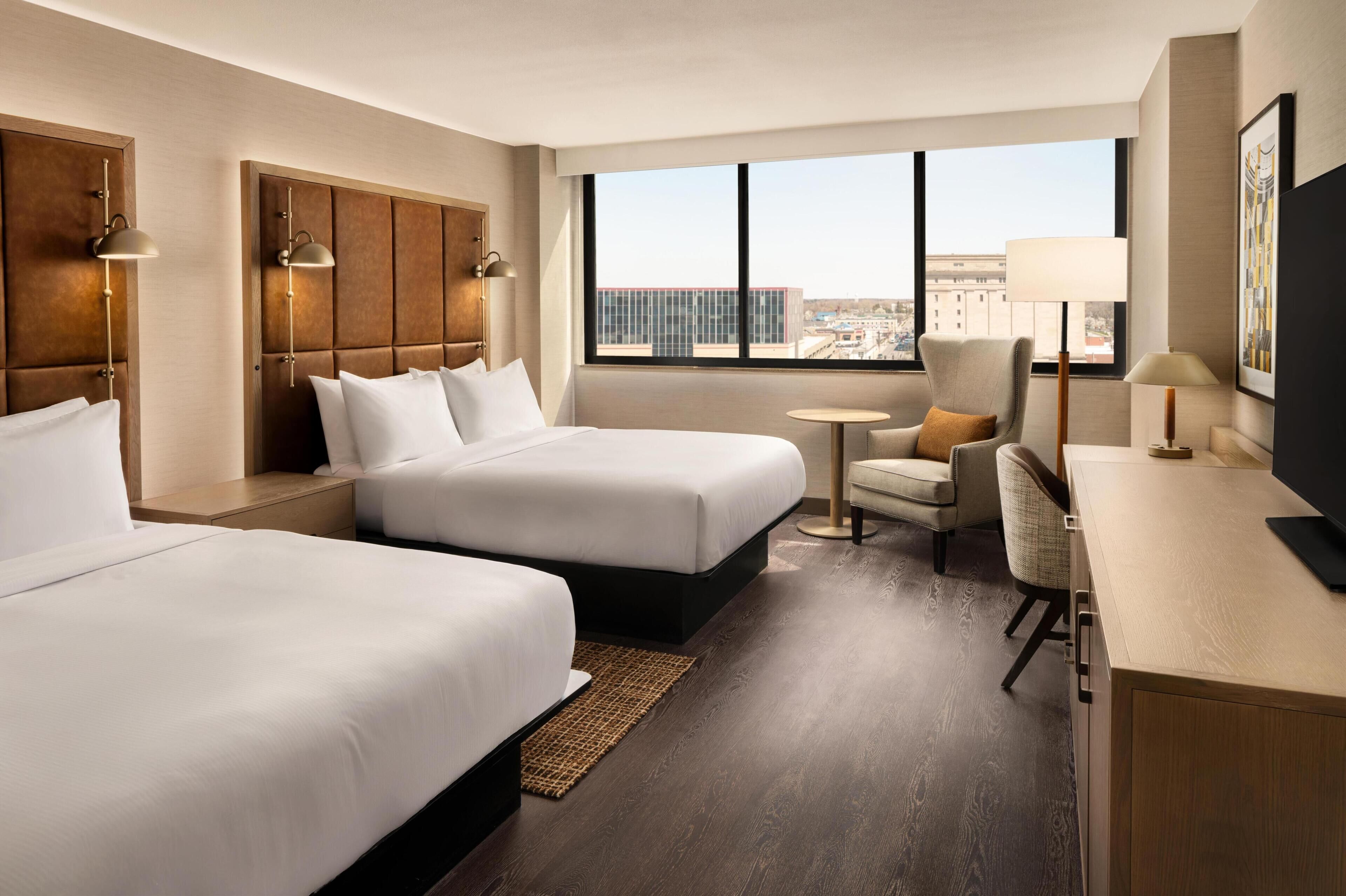 Room, 2 Queen Beds, Accessible (Roll-In Shower) | Premium bedding, pillowtop beds, in-room safe, desk