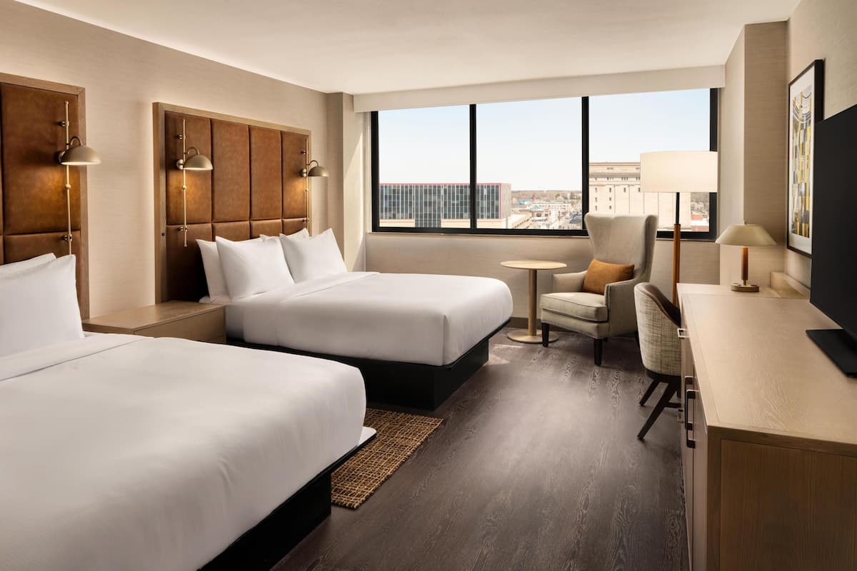 Room, 2 Queen Beds, Accessible (Roll-In Shower) | Premium bedding, pillowtop beds, in-room safe, desk
