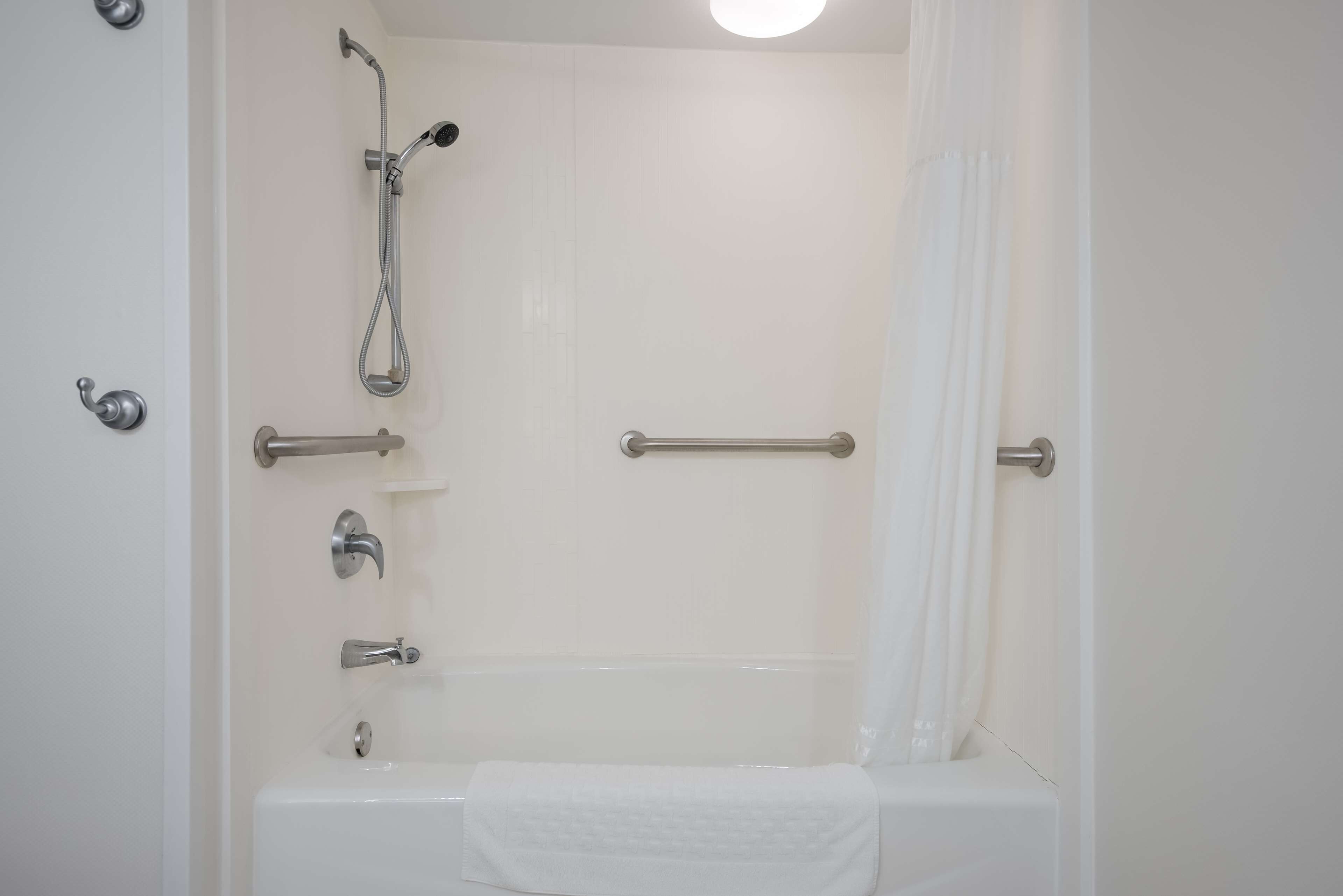 standard room, 1 queen bed, accessible, bathtub | bathroom | hydromassage showerhead, free toiletries, hair dryer, towels