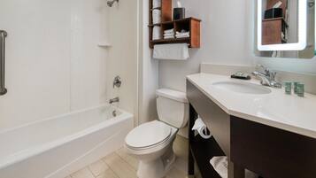 Standard Room, 2 Queen Beds, Non Smoking, Refrigerator & Microwave | Bathroom | Hydromassage showerhead, free toiletries, hair dryer, towels